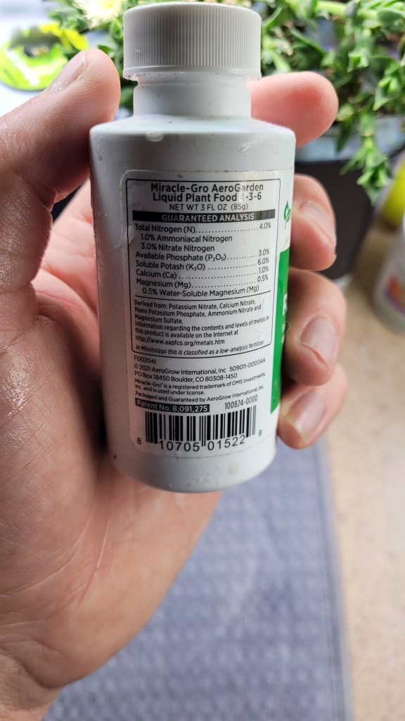 Aerogarden nutrient bottle